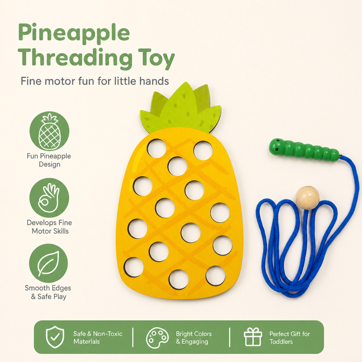 Wooden Lacing Pineapple Thread - Travel Accessories Baby ulasan dan harga